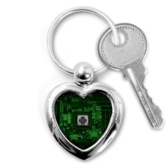 Technology Computer Chip Electronics Industry Circuit Board Key Chain (heart) by Bakwanart