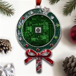 Technology Computer Chip Electronics Industry Circuit Board Metal X Mas Lollipop with Crystal Ornament Front