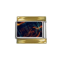 Abstract Colorful Circuit Gold Trim Italian Charm (9mm) by Bakwanart