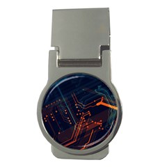 Abstract Colorful Circuit Money Clips (round)  by Bakwanart