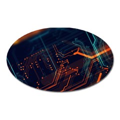 Abstract Colorful Circuit Oval Magnet by Bakwanart