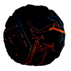 Abstract Colorful Circuit Large 18  Premium Round Cushions by Bakwanart