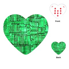 Green Circuit Board Computer Playing Cards Single Design (heart) by Bakwanart