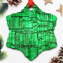 Green Circuit Board Computer Ornament (snowflake) by Bakwanart