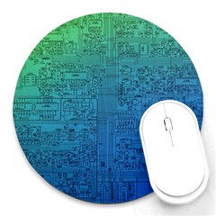 Blue And Green Circuit Board Wallpaper Circuit Board Sketch Round Mousepad by Bakwanart