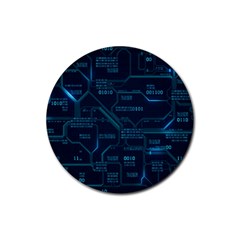 Technology Computer Circuit Boards Electricity Cpu Binary Rubber Round Coaster (4 Pack) by Bakwanart