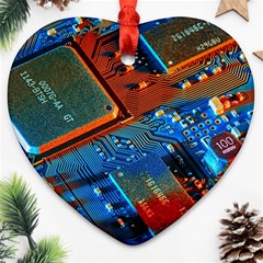 Gray Circuit Board Electronics Electronic Components Microprocessor Ornament (heart) by Bakwanart