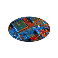 Gray Circuit Board Electronics Electronic Components Microprocessor Sticker (oval) by Bakwanart