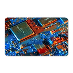 Gray Circuit Board Electronics Electronic Components Microprocessor Magnet (rectangular) by Bakwanart