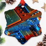 Gray Circuit Board Electronics Electronic Components Microprocessor Snowflake Ornament (Two Sides) Back