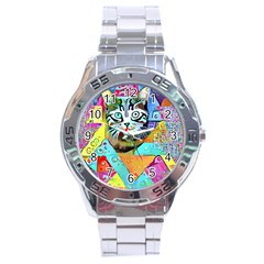 Kitten Cat Pet Animal Adorable Fluffy Cute Kitty Stainless Steel Analogue Watch by 99art
