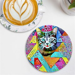 Kitten Cat Pet Animal Adorable Fluffy Cute Kitty Uv Print Round Tile Coaster by 99art