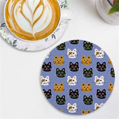 Cat Cat Background Animals Little Cat Pets Kittens Uv Print Round Tile Coaster by 99art