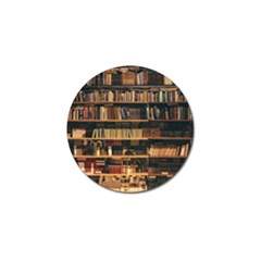 Books On Bookshelf Assorted Color Book Lot In Bookcase Library Golf Ball Marker (10 Pack) by 99art