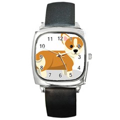 Corgi Dog Puppy Square Metal Watch by 99art