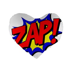 Zap Comic Book Fight Standard 16  Premium Flano Heart Shape Cushions by 99art