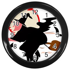 Bat Broom Broomstick Wall Clock (black) by 99art