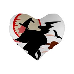 Bat Broom Broomstick Standard 16  Premium Heart Shape Cushions by 99art