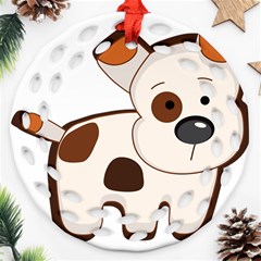 Animation-dog-cute-cartoon-drawing Round Filigree Ornament (two Sides) by 99art