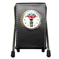 Animation-eyes-cartoon-cute-comic Pen Holder Desk Clock by 99art