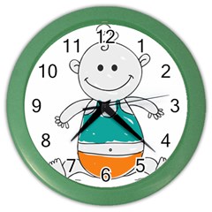 Baby-cute-child-birth-happy Color Wall Clock by 99art