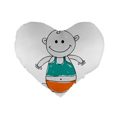Baby-cute-child-birth-happy Standard 16  Premium Heart Shape Cushions by 99art