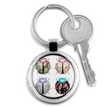 Ladybug-flower-pattern-shabby-chic Key Chain (Round) Front