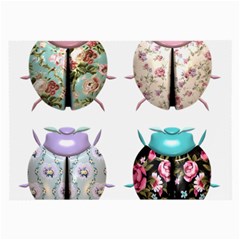 Ladybug-flower-pattern-shabby-chic Large Glasses Cloth (2 Sides) by 99art