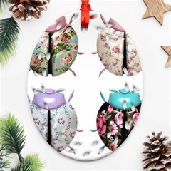 Ladybug-flower-pattern-shabby-chic Oval Filigree Ornament (two Sides) by 99art