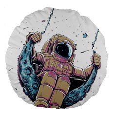 Drawing-astronaut Large 18  Premium Flano Round Cushions by 99art