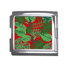 Leaves Leaf Nature Pattern Red Green Mega Link Italian Charm (18mm) by Cowasu