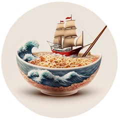 Noodles Pirate Chinese Food Food Wooden Bottle Opener (round) by Ndabl3x