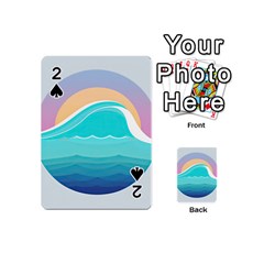 Tsunami Tidal Wave Minimalist Logo Ocean Sea Playing Cards 54 Designs (mini) by Wav3s