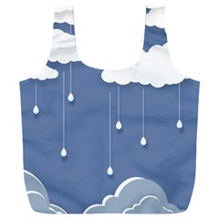 Blue Clouds Rain Raindrops Weather Sky Raining Full Print Recycle Bag (xxl) by Wav3s