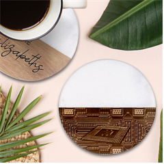 Processor Cpu Board Circuit Classic Marble Wood Coaster (round)  by Wav3s