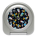 Seamless-adventure-space-vector-pattern-background Travel Alarm Clock Front