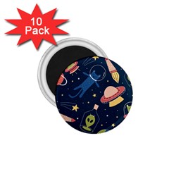 Seamless-pattern-with-funny-aliens-cat-galaxy 1 75  Magnets (10 Pack)  by Wav3s