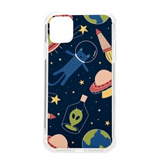 Seamless-pattern-with-funny-aliens-cat-galaxy Iphone 11 Tpu Uv Print Case by Wav3s