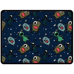 Monster-alien-pattern-seamless-background Two Sides Fleece Blanket (large) by Wav3s
