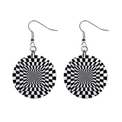 Optical Illusion Chessboard Tunnel Mini Button Earrings by Ndabl3x