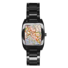 Map Europe Globe Countries States Stainless Steel Barrel Watch by Ndabl3x