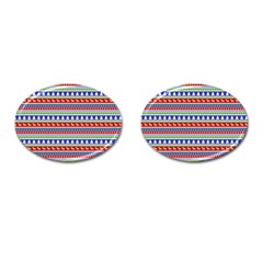 Christmas Color Stripes Pattern Cufflinks (oval) by Ndabl3x