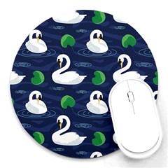 Swan Pattern Elegant Design Round Mousepad by Vaneshart