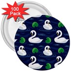 Swan Pattern Elegant Design 3  Buttons (100 pack)  Front