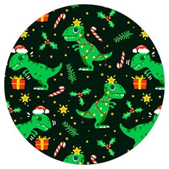 Christmas-funny-pattern Dinosaurs Round Trivet by Vaneshart