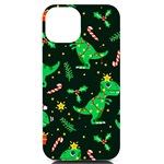Christmas-funny-pattern Dinosaurs iPhone 14 Black UV Print Case Front