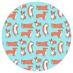 Corgis On Teal Round Trivet by Wav3s