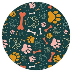 Dog Paw Colorful Fabrics Digitally Round Trivet by Wav3s