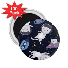 Space Cat Illustration Pattern Astronaut 2 25  Magnets (100 Pack)  by Wav3s