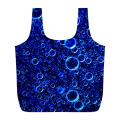 Blue Bubbles Abstract Full Print Recycle Bag (l) by Vaneshop